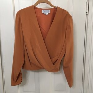 Saks Fifth Avenue Terracotta Wrap Blouse